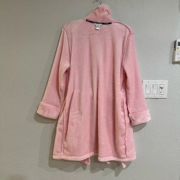 Liz Claiborne Plush Fleece Robe Pink Belted Long Sleeve Size S - Picture 5 of 12